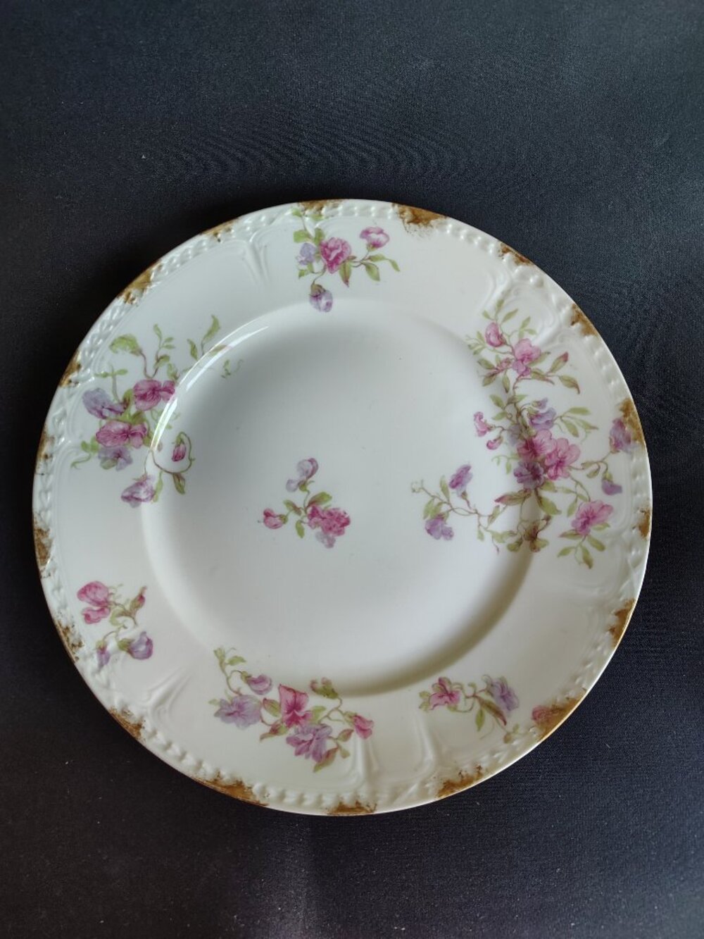 Antique Haviland Limoges Plate with Pink / Purple Flowers